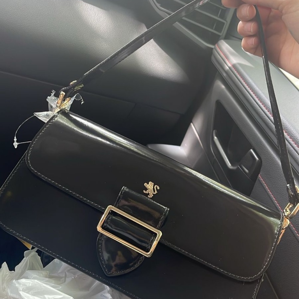 Pratesi Firenze Black Shoulder Bag with Gold Accents